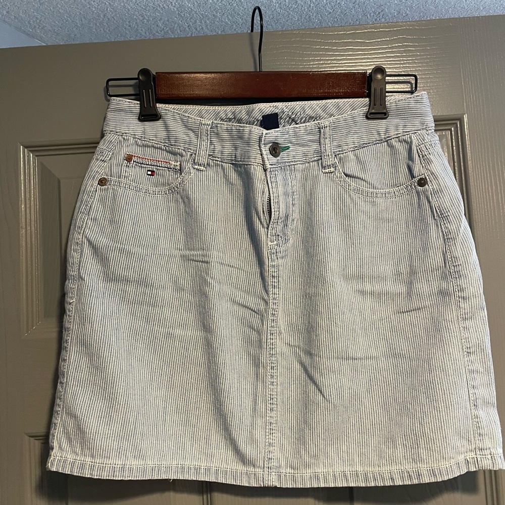2000s Tommy Hilfiger Railroad Stripe Mini Skirt Small